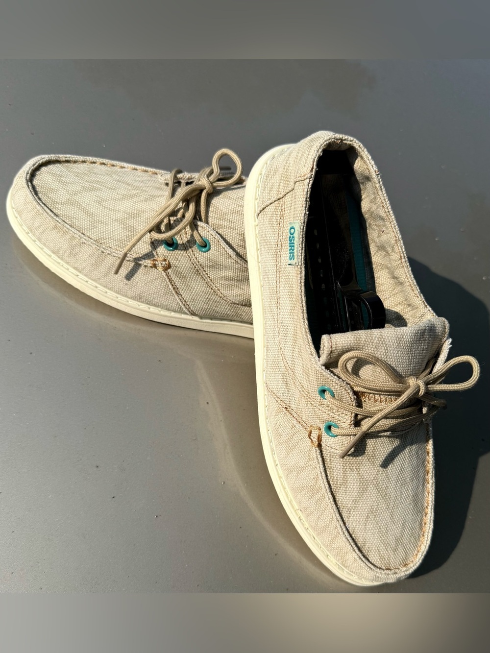 🎒Osiris Yachter Slip On Loafers Teal Cream Casual Boating Skate Shoes Size 8.5